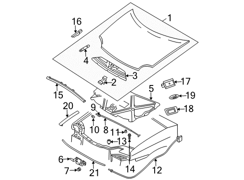 2002 Dodge Neon Hood & Components ISOLATOR-Hood Prop Rod Diagram for 5008284AB