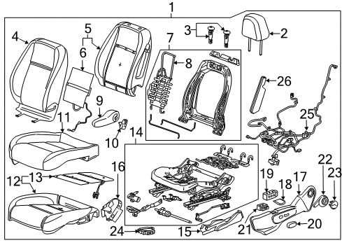 2015 Chevrolet Trax Driver Seat Components Seat Back Pad Diagram for 95362105
