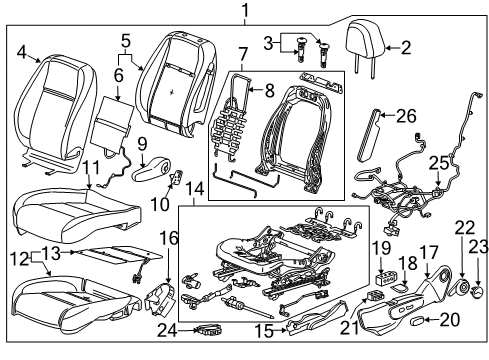 2015 Chevrolet Trax Driver Seat Components Seat Cushion Pad Diagram for 95077849