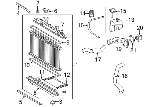 2007 Toyota Camry Radiator & Components Inlet Tube Diagram for 16495-0H210