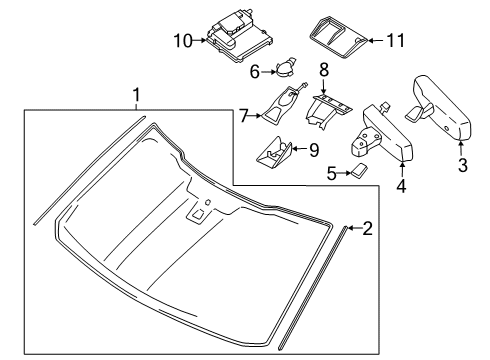 2019 Ford F-150 Windshield Glass Upper Cover Diagram for FL3Z-17D550-AC