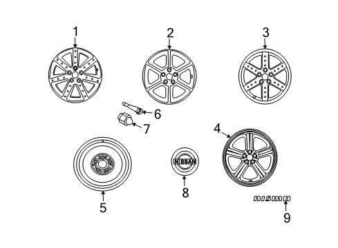 2003 Nissan 350Z Wheels, Covers & Trim Aluminum Wheel Diagram for 40300-CD026
