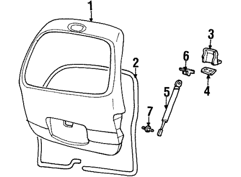 1998 Ford Windstar Lift Gate Weatherstrip Diagram for F58Z16404A06A