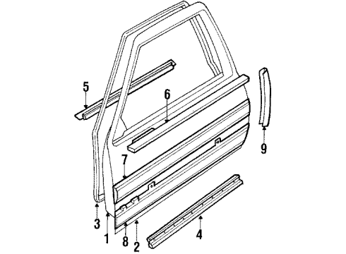 1988 Buick Electra Front Door & Components, Exterior Trim S/Strip-Front Door Window Inner At Belt Diagram for 20699064