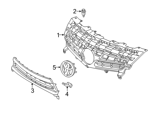 2013 Toyota Prius Grille & Components Upper Grille Diagram for 53111-47040