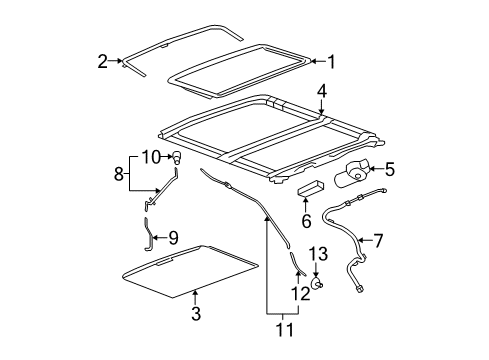 2011 Cadillac DTS Sunroof Sunshade Diagram for 20777171