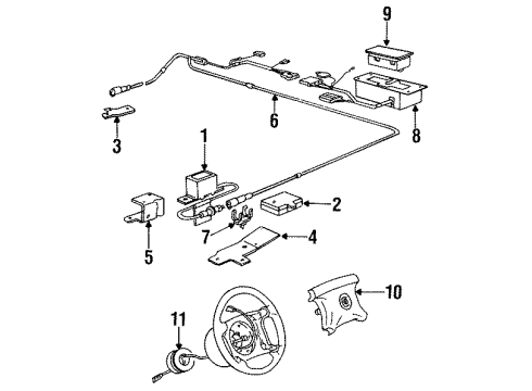 1992 BMW 325i Air Bag Components Wiring Airbag Front Sensor Diagram for 61121376397