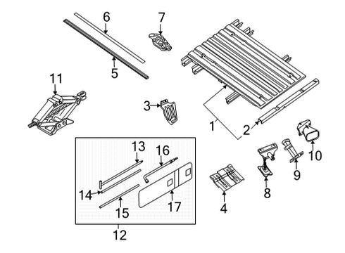 2022 Nissan Frontier Spare Tire Carrier, Floor FLOOR ASSY-REAR BODY Diagram for 93500-9BU0D