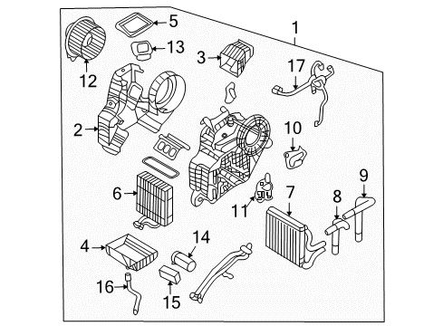 2007 Hyundai Entourage HVAC Case Case-Heater & Evaporator, LH Diagram for 97134-4D000