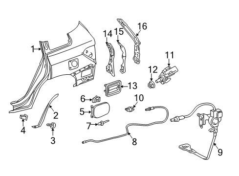 2013 Toyota Highlander Quarter Panel & Components Fuel Door Spring Diagram for 77360-21010