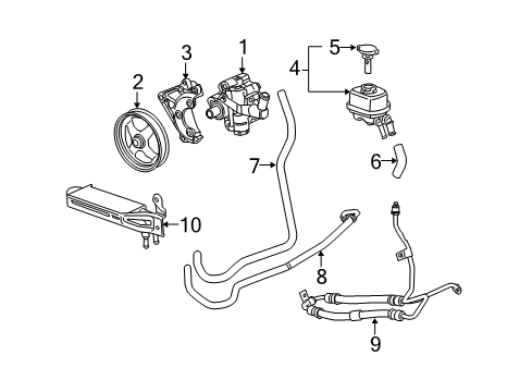 2005 Cadillac CTS P/S Pump & Hoses, Steering Gear & Linkage Hose Asm-P/S Fluid Reservoir Inlet Diagram for 25769372