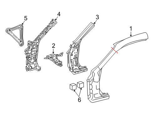 2015 Lexus RC F Hinge Pillar Reinforce Sub-Assembly, Front Body Pillar Diagram for 61107-24900