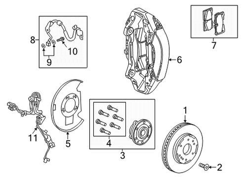 2022 Chevrolet Tahoe Front Brakes Splash Shield Diagram for 84763235