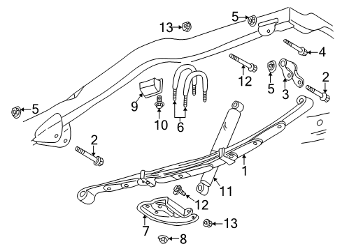 1999 Dodge Durango Rear Suspension Components, Stabilizer Bar Rear Leaf Spring Diagram for 52106325AF