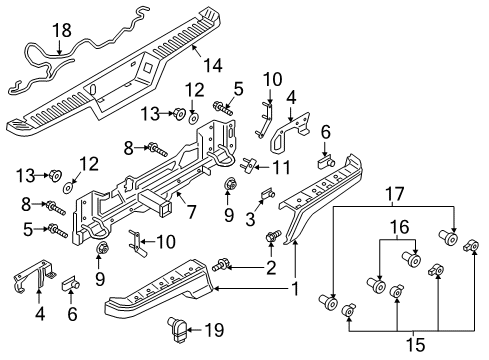 2020 Ford F-150 Parking Aid Park Sensor Rear Bracket Diagram for FL3Z-15K861-AB