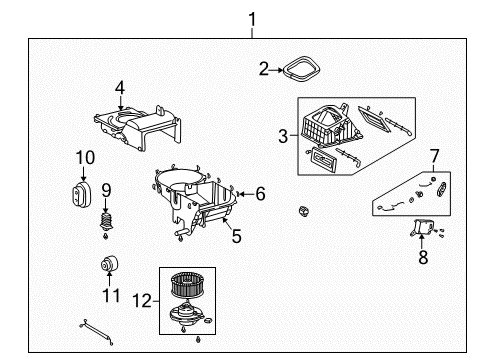 2002 Kia Spectra Blower Motor & Fan Blower Unit-W/O Core Diagram for 1K2A161145A