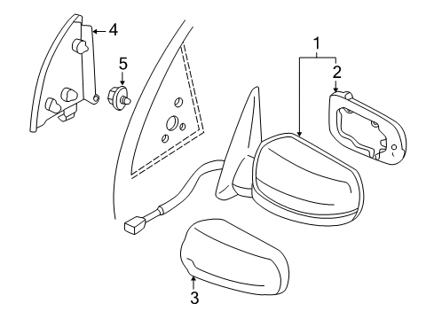 2000 Nissan Maxima Outside Mirrors Mirror Glass, R Diagram for 96365-3Y102