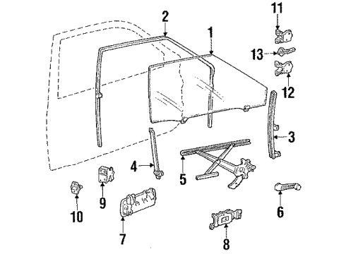 1988 Honda Accord Door & Components Handle Assembly, Passenger Side (Outer Lock) Diagram for 75610-SB3-014