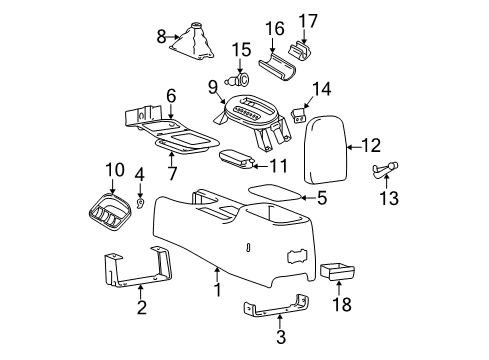 1999 Hyundai Sonata Center Console Drink Holder Diagram for 84620-38500-LT