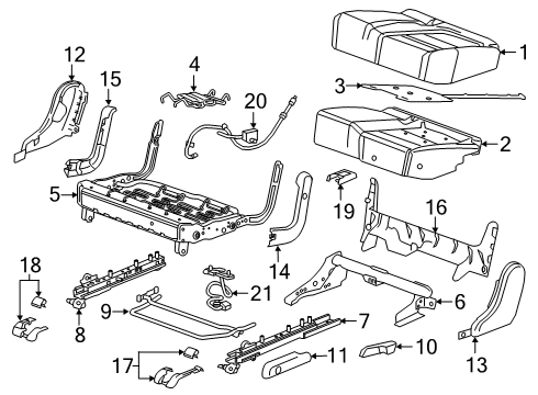 2019 Chevrolet Blazer Rear Seat Components Cushion Frame Diagram for 84809304