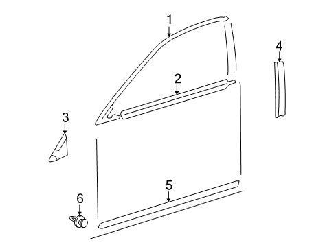 2011 Lexus ES350 Exterior Trim - Front Door Body Side Moldings-Obsidian (212) Diagram for PT29A-48111-02