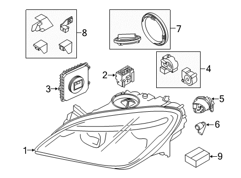 2018 BMW 640i xDrive Bulbs Left Led Headlight Diagram for 63117394917