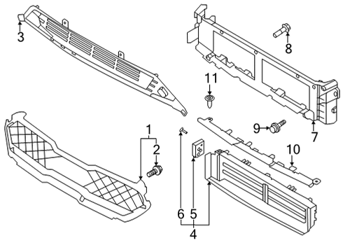 2020 Kia Niro Grille & Components Front Bumper Grille Diagram for 86561G5500