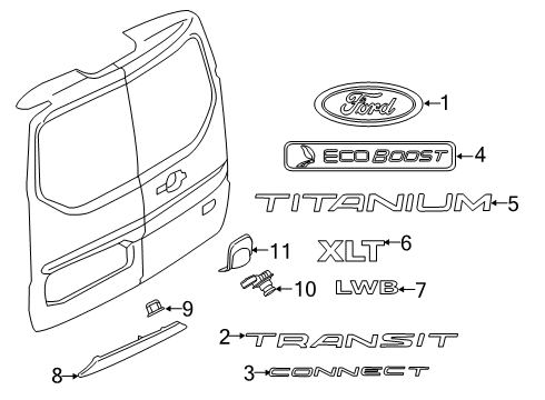 2015 Ford Transit Connect Parking Aid Molding Diagram for DT1Z-15A201-DB