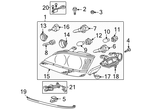 2002 Lexus RX300 Headlamps Screw, Binding Tapping Diagram for 90164-A0001