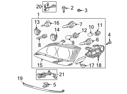 2002 Lexus RX300 Headlamps Cord, Headlamp, RH Diagram for 81125-48130