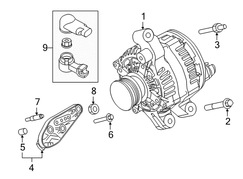 2017 Ford Explorer Alternator Alternator Stud Diagram for -W705451-S437