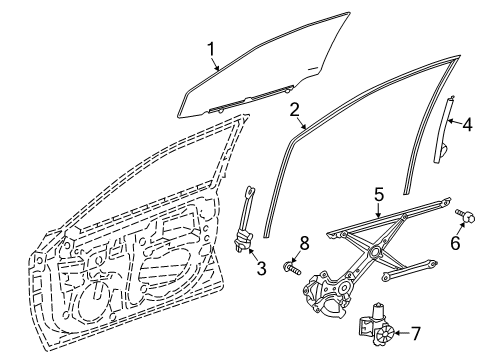 2020 Toyota Avalon Front Door - Glass & Hardware Rear Guide Diagram for 67404-06141