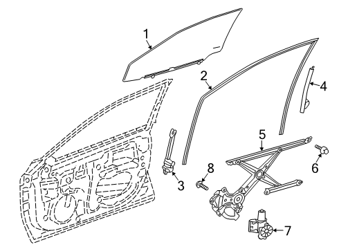 2020 Toyota Avalon Front Door - Glass & Hardware Run Channel Diagram for 68151-07030