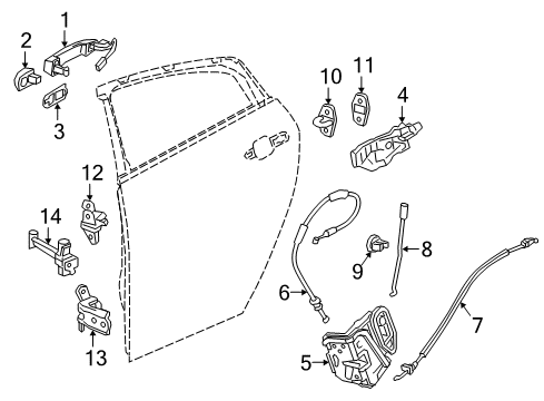 2016 Chevrolet Volt Rear Door Lock Rod Diagram for 23436088