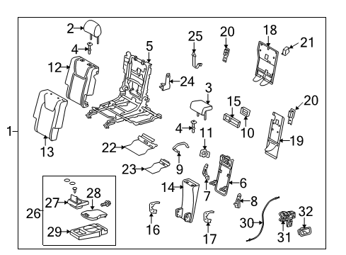 2015 Lexus RX350 Rear Seat Components Rear Seat Armrest Assembly, Center Diagram for 72830-48611-23