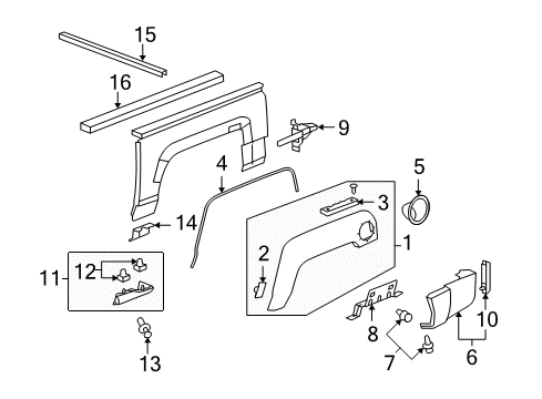 2009 Hummer H3T Exterior Trim - Pick Up Box Reflector Asm-Rear Diagram for 93356862