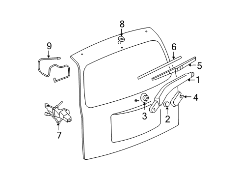 2009 Chevrolet HHR Wiper & Washer Components Hose-Rear Window Washer Pump Diagram for 22709464