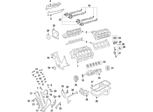 2015 Ford F-150 Engine Parts, Mounts, Cylinder Head & Valves, Camshaft & Timing, Variable Valve Timing, Oil Cooler, Oil Pan, Oil Pump, Crankshaft & Bearings, Pistons, Rings & Bearings Oil Cooler Diagram for BL3Z-6A642-G