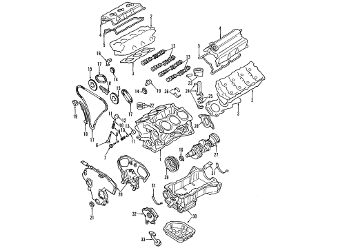 2008 Infiniti FX35 Engine Parts, Mounts, Cylinder Head & Valves, Camshaft & Timing, Oil Pan, Oil Pump, Crankshaft & Bearings, Pistons, Rings & Bearings INSULATOR - Engine Mounting, Rear Diagram for 11320-CG105