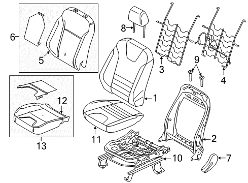 2014 Ford Escape Driver Seat Components Headrest Diagram for CJ5Z-78611A08-AB