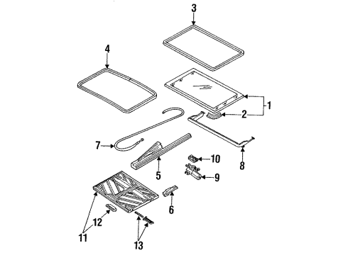 1991 Saturn SC Sunroof Relay, Box And Harness Diagram for 21038764