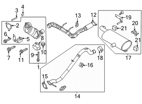 2021 Ford Bronco Exhaust Components Lower Bracket Bolt Diagram for -W500120-S439