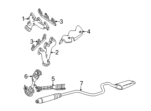 2000 Mercury Sable Exhaust Manifold Converter & Pipe Diagram for YF1Z-5F250-EA