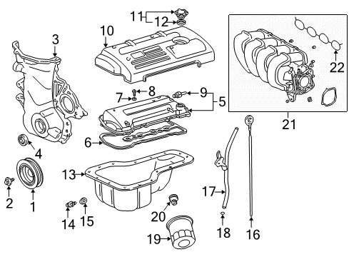 2003 Toyota Celica Intake Manifold Dipstick Diagram for 15301-22050