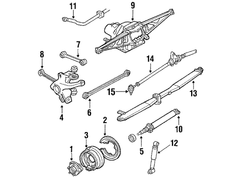 1986 Chevrolet Corvette Rear Suspension Components, Lower Control Arm, Upper Control Arm, Stabilizer Bar Rear Wheel Drive Universal Joint Shaft Assembly Diagram for 10223032