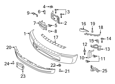 2019 Ford F-350 Super Duty Front Bumper Bumper Diagram for HC3Z-17757-AB