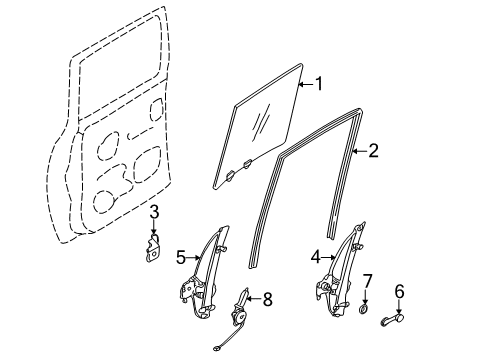 2004 Nissan Frontier Rear Door Regulator Door Window Rh Diagram for 82720-VK90B