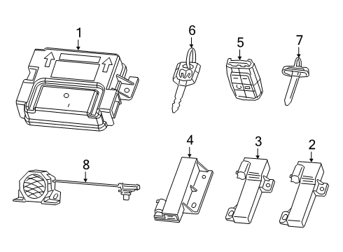 2020 Ram 2500 Keyless Entry Components Key-Blank Diagram for 68399888AA