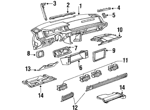 1990 Chevrolet Corsica Instrument Panel Outlet Asm-Instruction Panel Center & Outer Air Diagram for 10100151