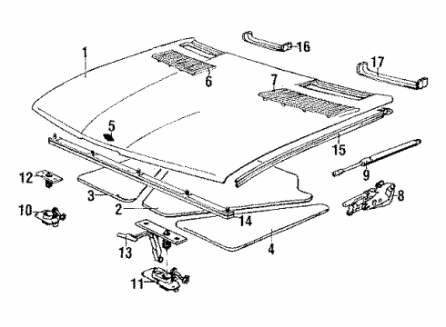 1987 BMW 535i Hood & Components Sound Absorber Right Diagram for 51481881594